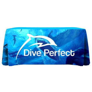 5-foot custom-printed tablecloth with white logo for Dive perfect