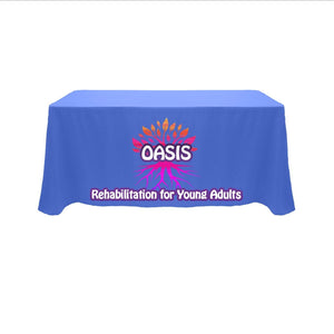 Custom 5-foot printed tablecloth with front panel print