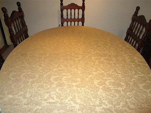 Closeup of a large oval tablecloth