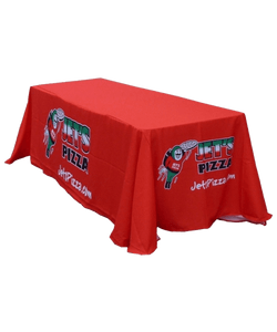 Pre-print proof of a Red 6 foot custom printed tablecloth for Jets Pizza