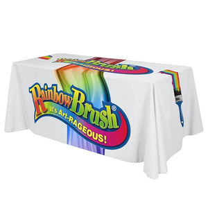 6 foot custom printed tablecloth with corporate logo for Rainbow Brush