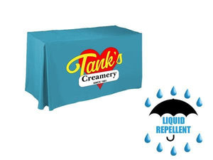 6-foot water repellent table cloth with front panel print for Tank's creamery