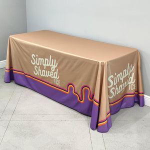 6 foot liquid repellent fully dye sublimated table cover for Simply Shaved Ice