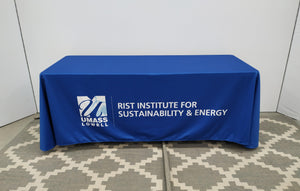 College tablecloth with Umass Lowell University logo