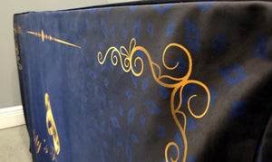 6 foot printed velvet tablecloth with front panel print 