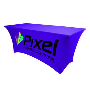 Spandex tablecloth with logo for Pixel Marketing Solutions