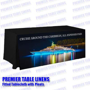 Full-color front panel print tablecloth for high-end Cruise line with image of a cruise ship