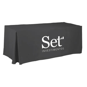 8 ft Fitted Table cover with custom printed logo for Set Investimentos