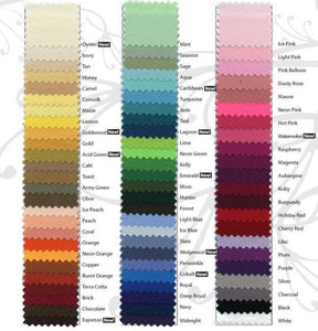 Color Swatch card of available fabric colors 