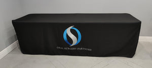 8' Custom Printed Liquid Repellent Fitted Table Cover - Front Panel Print - Premier Table Linens - PTL 