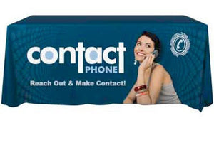 8 Foot-printed table throw with full-color print for Contact cellphone company