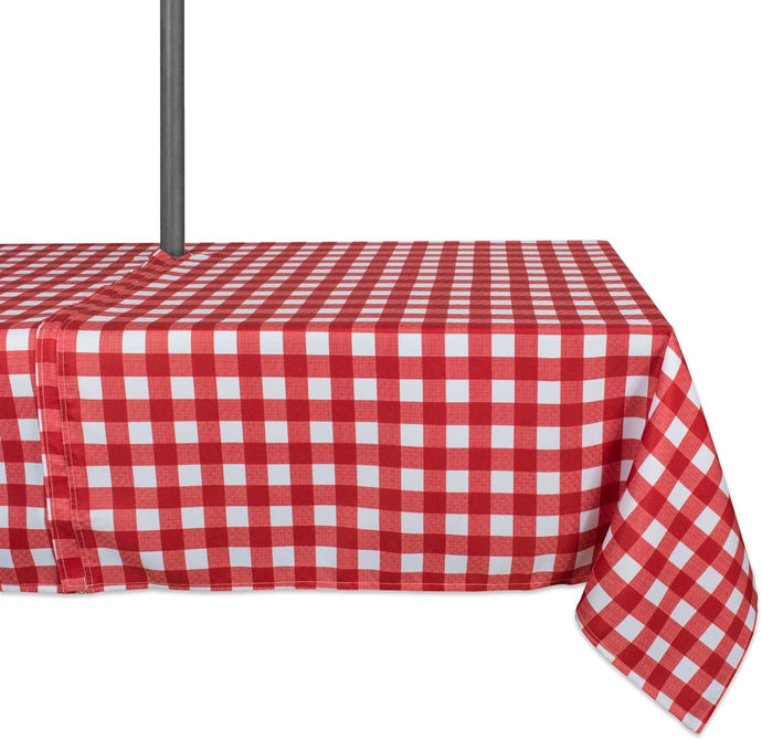 Checkered Outdoor Tablecloth With Umbrella Hole & Zipper - Premier Table Linens - PTL 