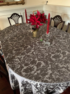 Miranda Damask oval tablecloth during Christmas 