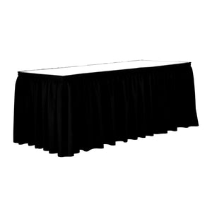 Black 17' x 29" Poly Premier Table Skirt Shirred Pleat - Premier Table Linens - PTL 