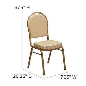 Beige Patterned Fabric Dome Back Stacking Banquet Chair, Gold Frame - Premier Table Linens - PTL 