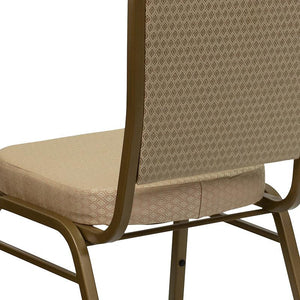 Beige Patterned Fabric Stacking Banquet Chair, Gold Frame - Premier Table Linens - PTL 