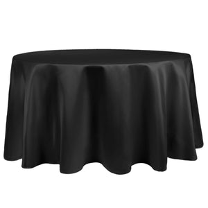 Black 120" Round Duchess Satin Tablecloth - Premier Table Linens - PTL 