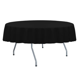 Black 132" Round Spun Poly Tablecloth - Premier Table Linens - PTL 