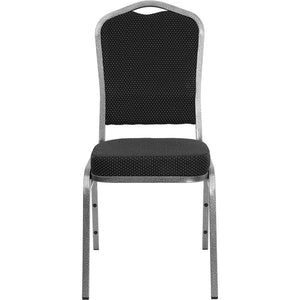 Black Dot Patterned Fabric Stacking Banquet Chair, Silver Frame - Premier Table Linens - PTL 