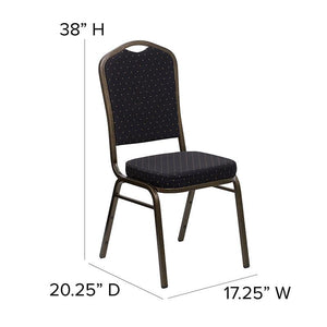 Black Patterned Fabric Stacking Banquet Chair, Gold Frame - Premier Table Linens - PTL 