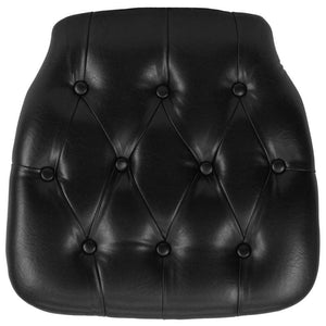 Black Tufted Vinyl Chiavari Chair Cushion - Hard, 1.5" - Premier Table Linens - PTL 
