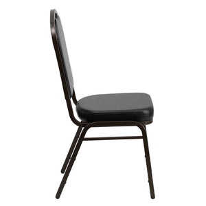 Black Vinyl Stacking Banquet Chair, Gold Frame - Premier Table Linens - PTL 