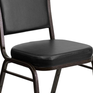 Black Vinyl Stacking Banquet Chair, Gold Frame - Premier Table Linens - PTL 