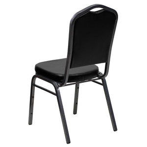 Black Vinyl Stacking Banquet Chair, Silver Frame - Premier Table Linens - PTL 