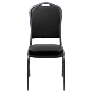 Black Vinyl Stacking Banquet Chair, Silver Frame - Premier Table Linens - PTL 