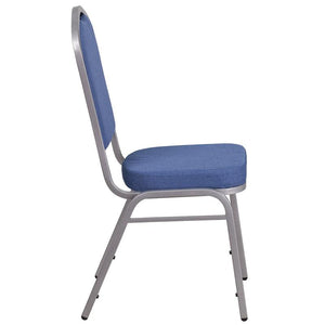 Blue Fabric Banquet Chair, Silver Frame - Premier Table Linens - PTL 