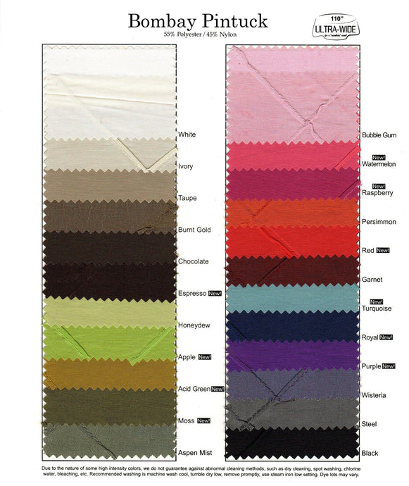 Bombay Pintuck Swatch Card & Sample - Premier Table Linens - PTL 