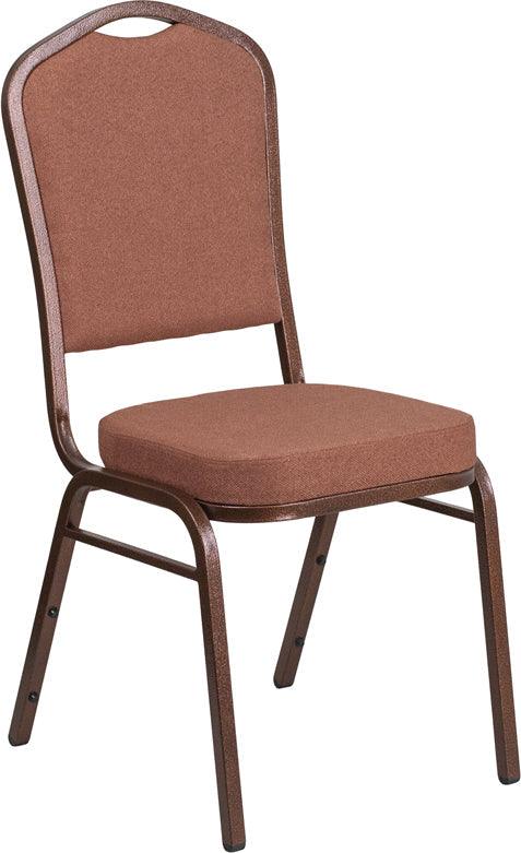 Brown Fabric Stacking Banquet Chair, Copper Frame - Premier Table Linens - PTL 