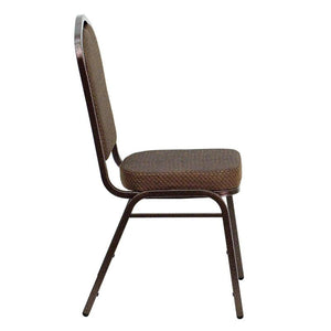 Brown Patterned Fabric Stacking Banquet Chair, Copper Frame - Premier Table Linens - PTL 