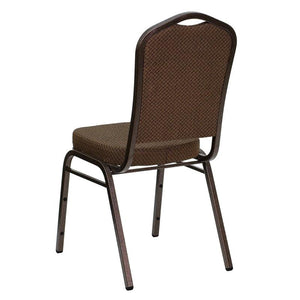 Brown Patterned Fabric Stacking Banquet Chair, Copper Frame - Premier Table Linens - PTL 