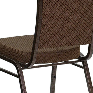 Brown Patterned Fabric Stacking Banquet Chair, Copper Frame - Premier Table Linens - PTL 