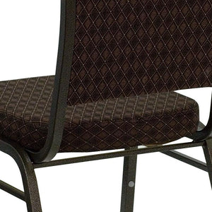 Brown Patterned Fabric Stacking Banquet Chair, Gold Frame - Premier Table Linens - PTL 
