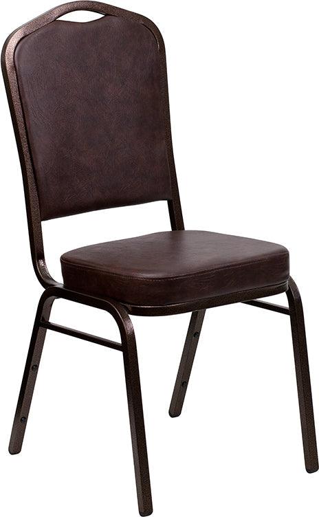Brown Vinyl Stacking Banquet Chair, Copper Frame - Premier Table Linens - PTL 