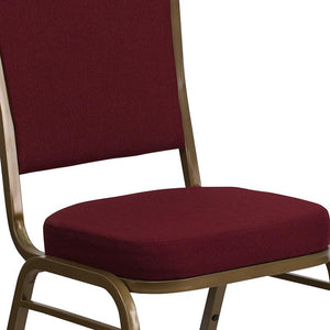 Burgundy Fabric Stacking Banquet Chair, Gold Frame - Premier Table Linens - PTL 