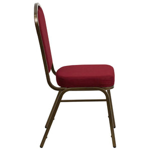Burgundy Fabric Stacking Banquet Chair, Goldvein Frame - Premier Table Linens - PTL 