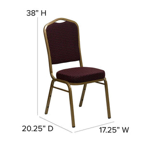 Burgundy Patterned Fabric Stacking Banquet Chair, Gold Frame - Premier Table Linens - PTL 