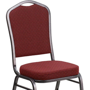 Burgundy Patterned Fabric Stacking Banquet Chair, Silver Frame - Premier Table Linens - PTL 