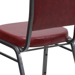 Burgundy Vinyl Stacking Banquet Chair, Silver Frame - Premier Table Linens - PTL 