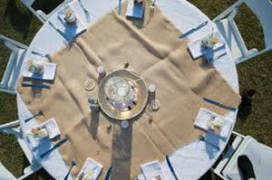 Burlap Square Tablecloth With Fringe Special - Premier Table Linens - PTL 