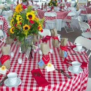 Checkered Outdoor Tablecloth With Umbrella Hole - Premier Table Linens - PTL 