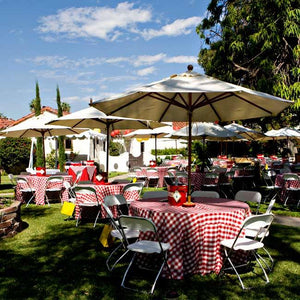 Checkered Outdoor Tablecloth With Umbrella Hole - Premier Table Linens - PTL 