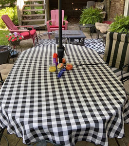 Gingham tablecloth, outdoor tablecloth with umbrella hole