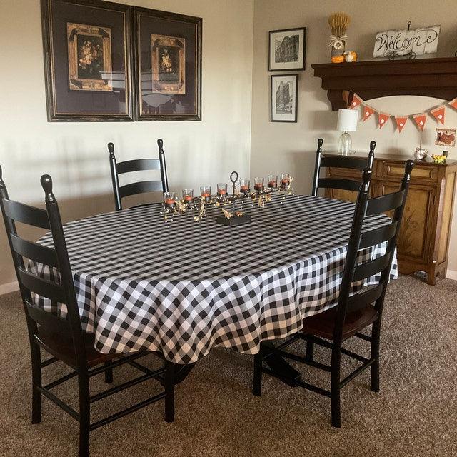 Checkered Oval Tablecloth, fall tablecloth with pumpkin decorations