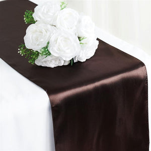 Chocolate 12" x 108" Satin Table Runner - Premier Table Linens - PTL 