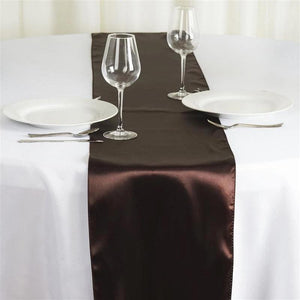 Chocolate 12" x 108" Satin Table Runner - Premier Table Linens - PTL 