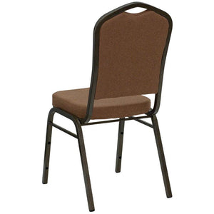 Coffee Fabric Stacking Banquet Chair, Gold Frame - Premier Table Linens - PTL 